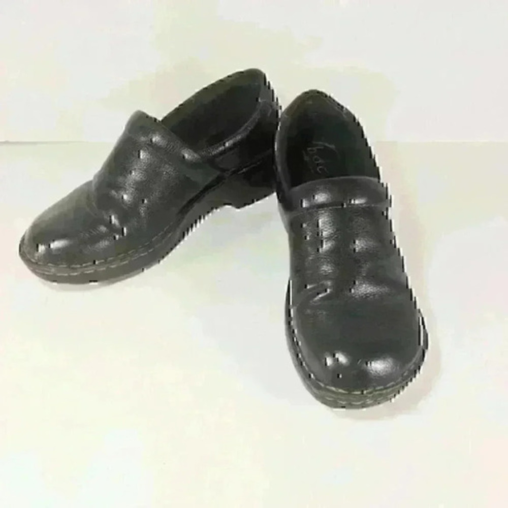 BOC Black Leather Clogs